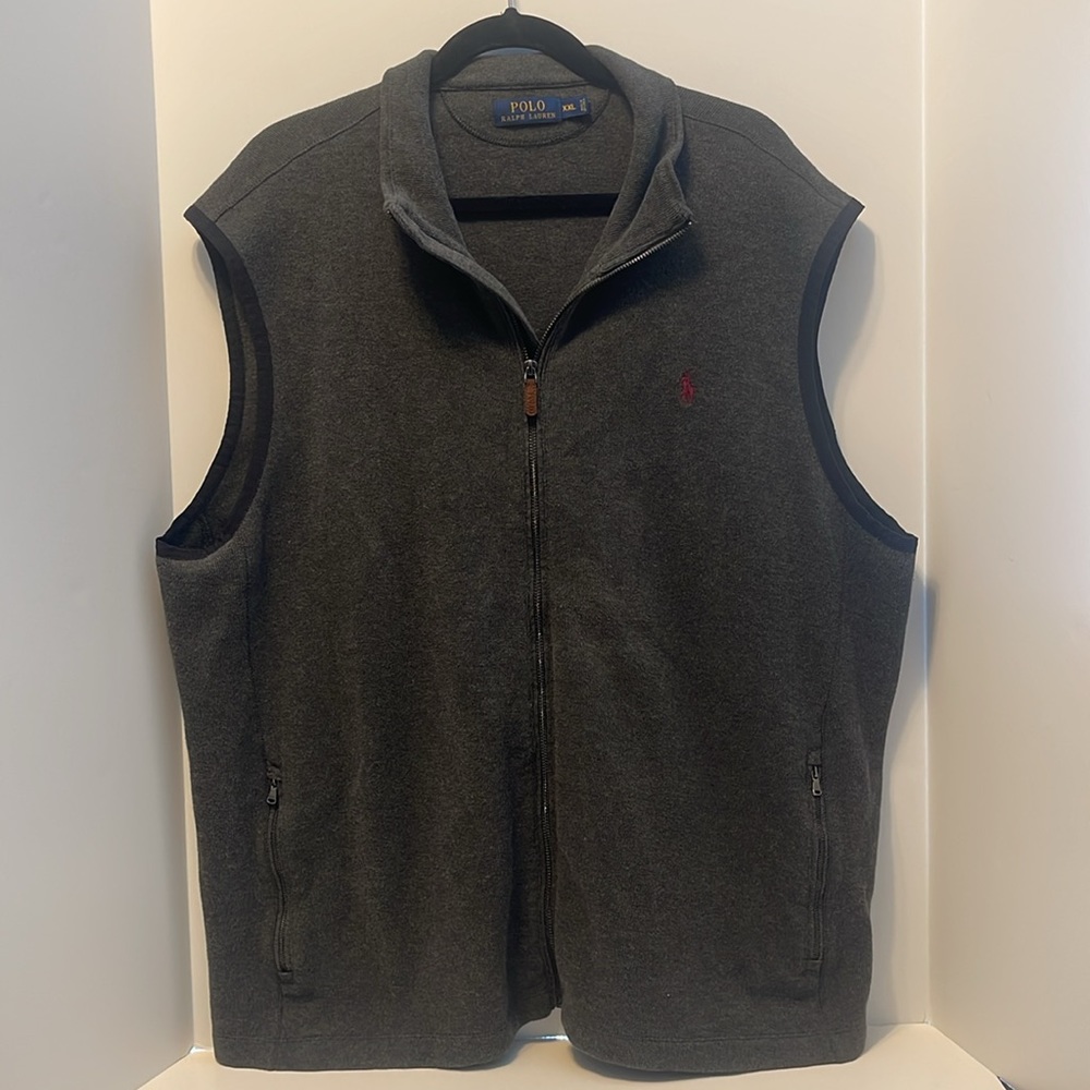 Polo Ralph Lauren Sweater Vest Men’s Size XXL Grey Zip Up with Pockets
